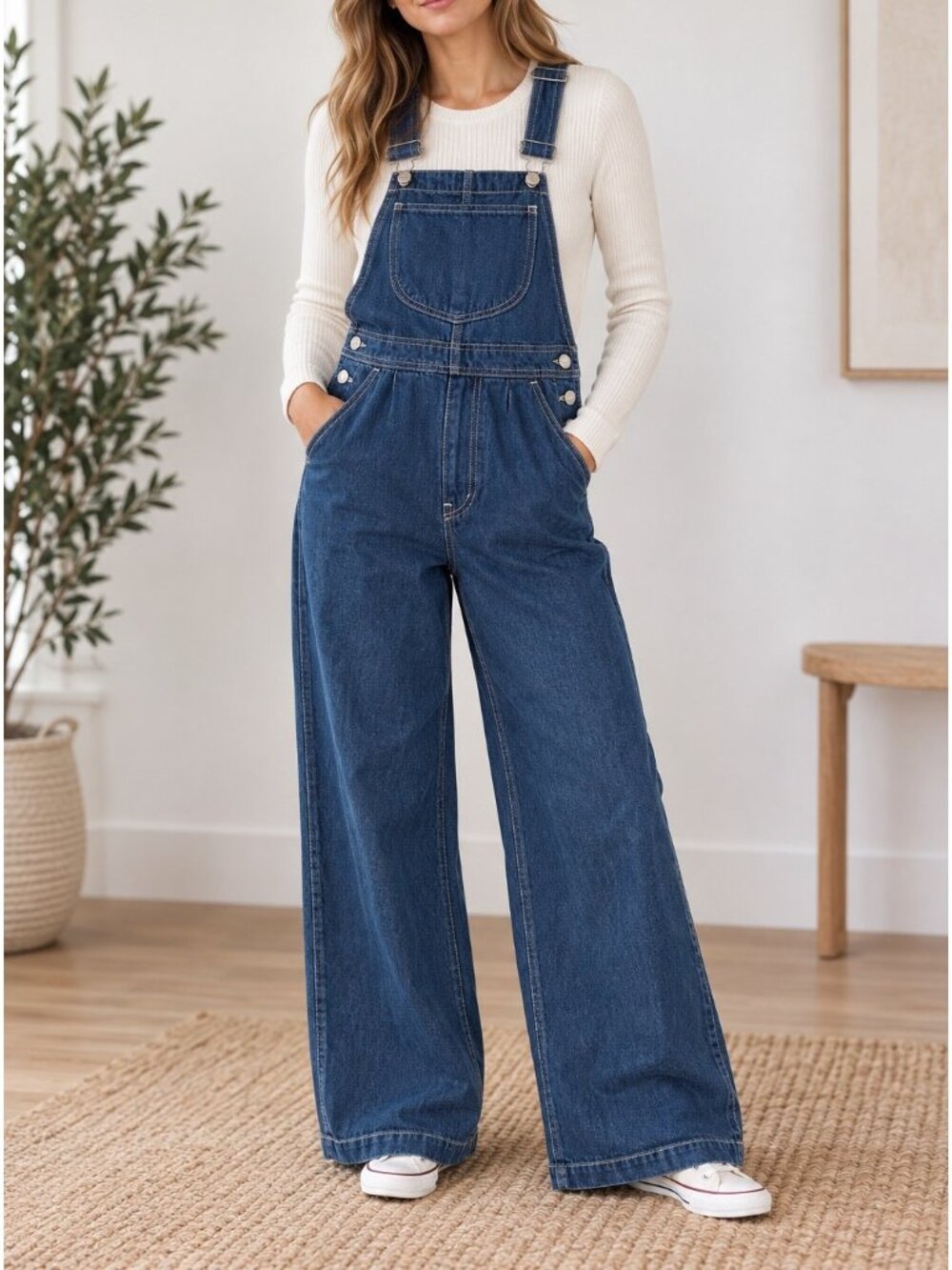 NWT Madewell Wide Leg Denim Overalls Dark Wash